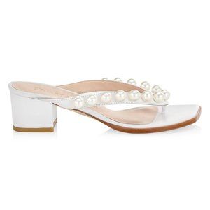 Goldie Embellished Leather Block-Heel Thong Sandal